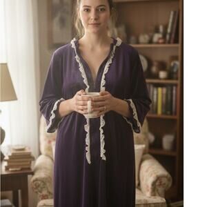 Handmade grannycore velour robe